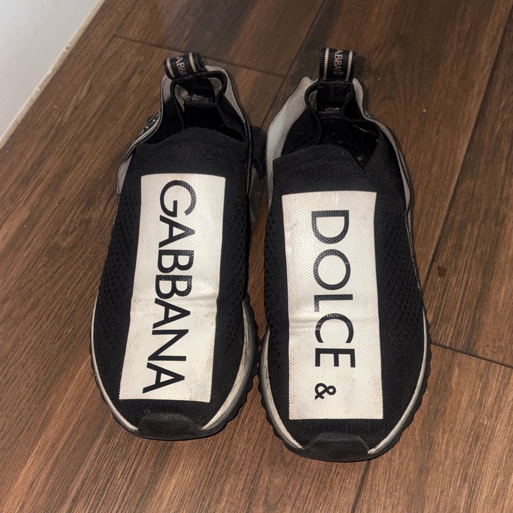 Dolce & Gabbana Black and White Logo Slip-On Trainers